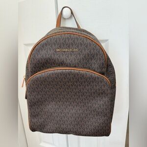 Michael Kors Abbey Backpack Brown Logo Signature